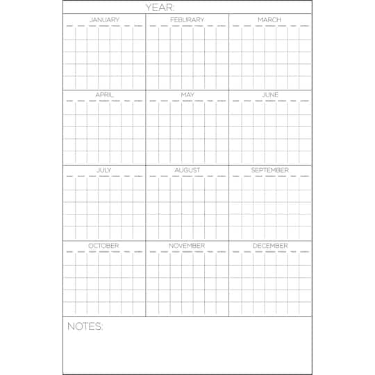 WallPops White Yearly Dry Erase Calendar